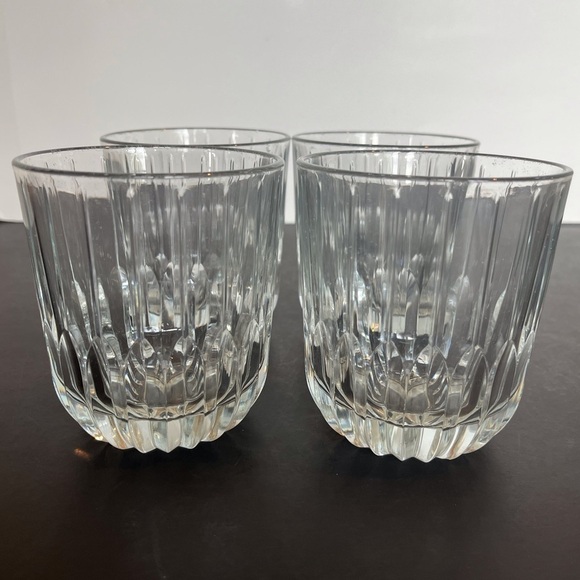 Vintage set of Four Beveled Cut Glass Heavy Lowball Glasses - Picture 1 of 10